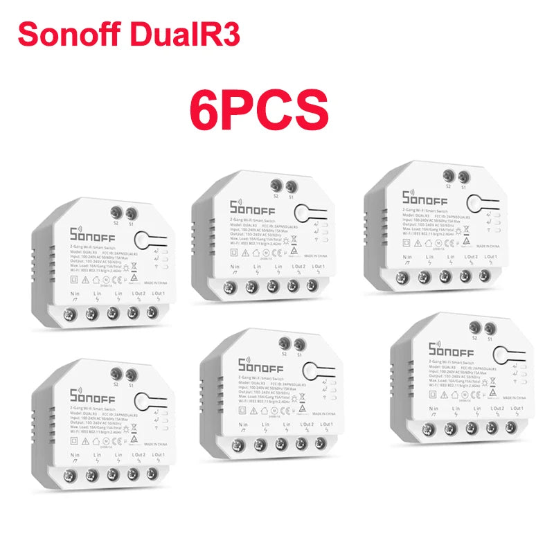 Sonoff duplo r3 relé duplo wifi interruptor inteligente controle em dois sentidos medição de energia rolo tons motor cortinas elétricas interruptor