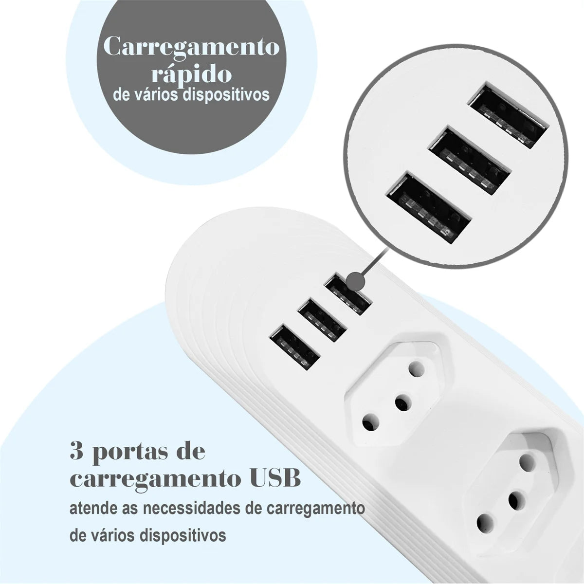 Filtro de Linha Torre de Tomadas COIBEU - Com Portas USB - 2m - 10A - Padrão Brasil - Bivolt
