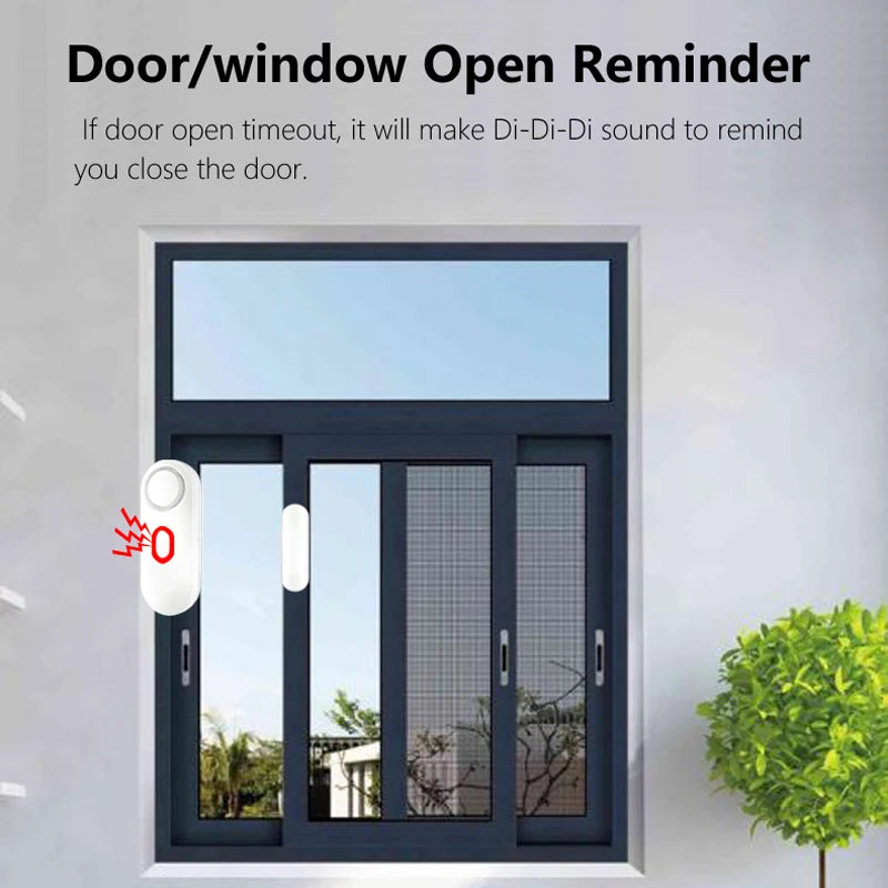 Alarme de janela de porta sem fio com controle remoto, 3 modos (bem/porta aberta/alarme), instalação de montagem em fita dupla face,