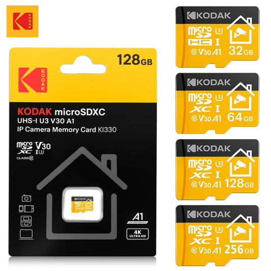 Cartão Micro SD Kodak U3 Classe 10 V30 A1 - 32GB 64GB 128GB 256GB Monitoramento Segurança Celulares Drones