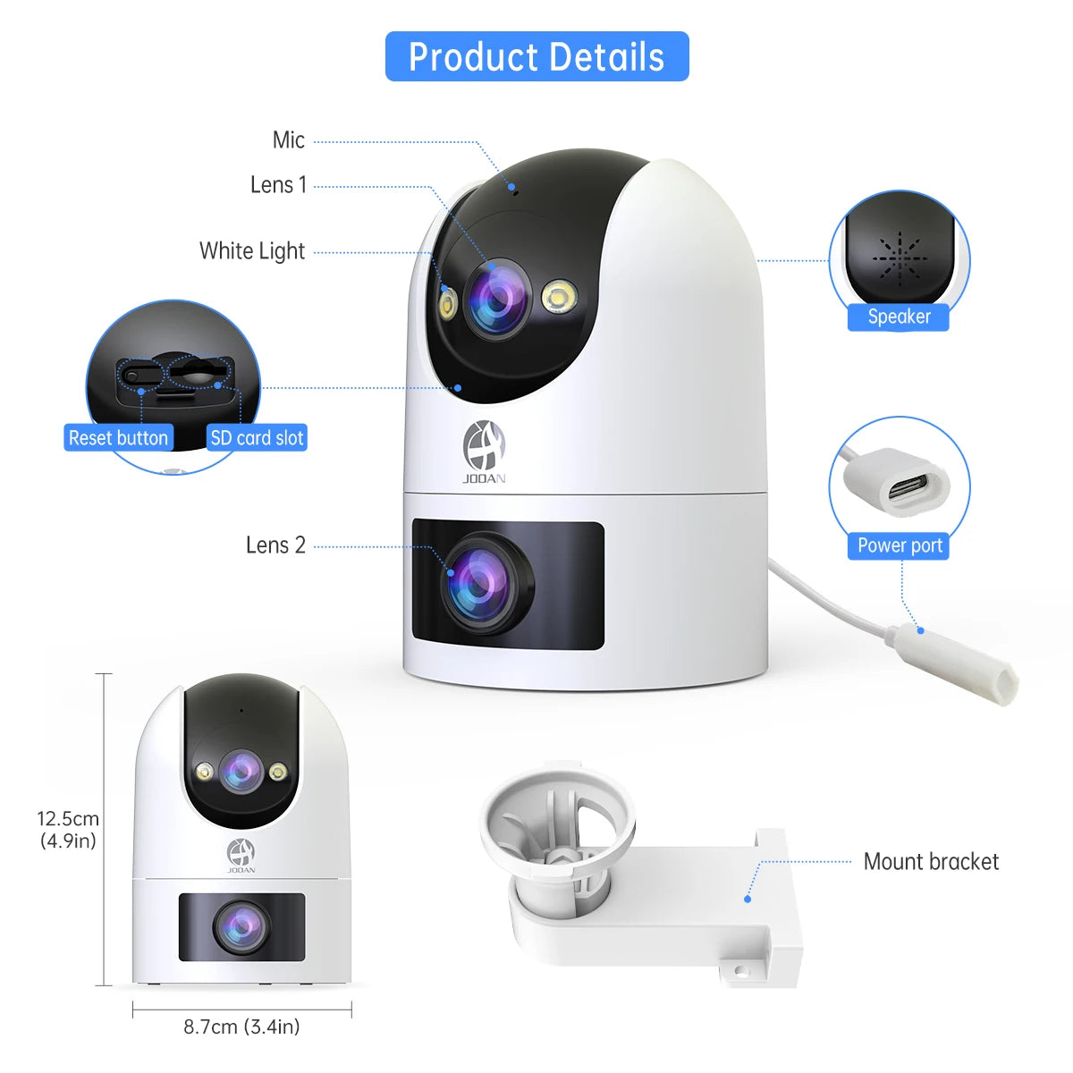 Câmera WiFi Lente Dupla 6MP/8MP JOOAN W10 | Pan 360°, Visão Noturna Colorida e Áudio Bidirecional