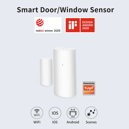 Tuya wifi inteligente porta e janela sensor detector de contato sem fio para automação residencial e sistema segurança sensor porta