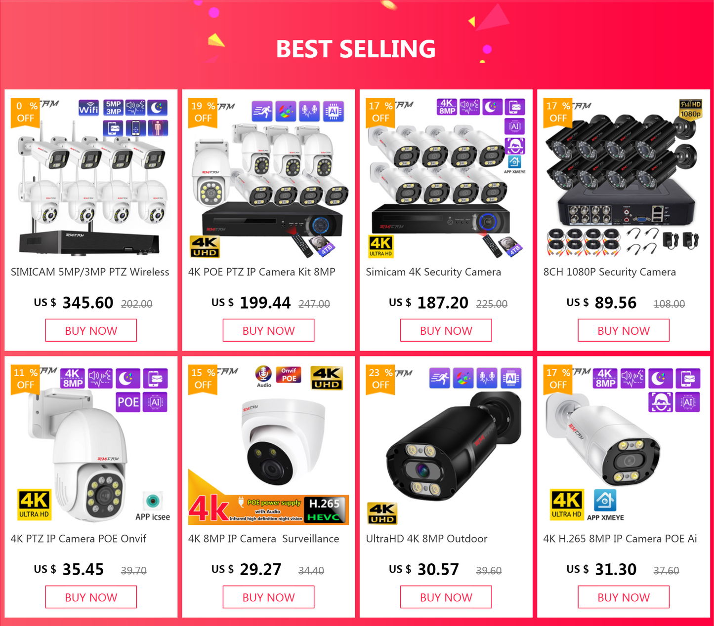 Câmera IP Dome PoE SIMICAM 8MP 4K - Onvif H.265 - Visão Noturna 30m - Detecção Humana - Áudio