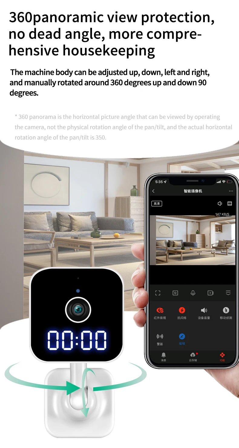 Tuya wifi câmera de vigilância casa relógio plug câmera digital graffiti inteligente hd câmera sem fio vlogging câmera ação