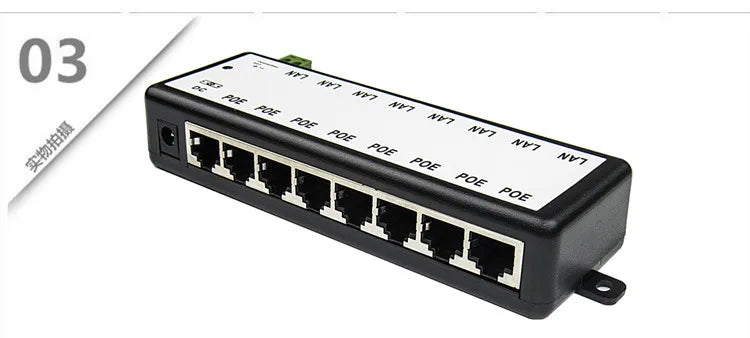 Injetor/Divisor PoE 4-8 Portas - IEEE 802.3af 12V-48V Power Over Ethernet Câmera CCTV AP Wireless