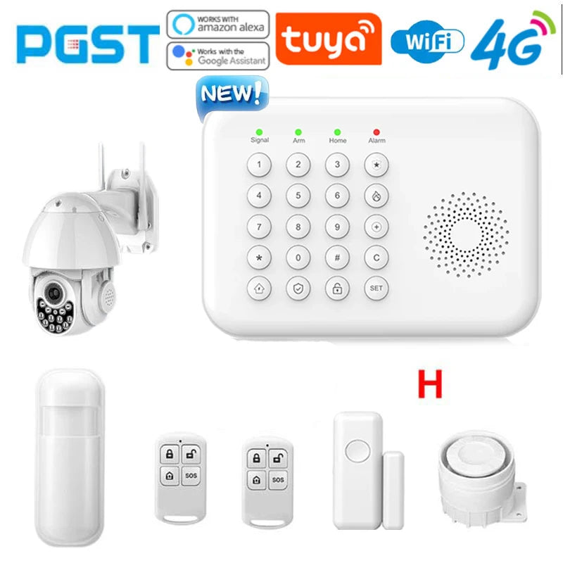 Pgst 4g wifi proteção de segurança alexa tuya vida inteligente automação residencial porta movimento sensor magnético alarme sistema segurança kit a01
