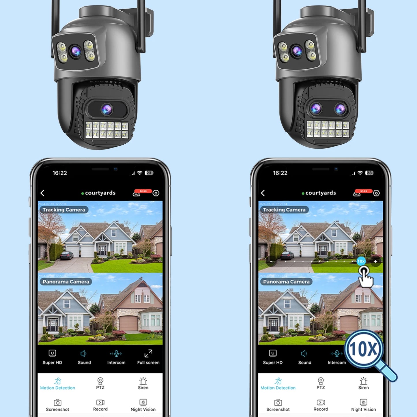 Câmera IP WiFi BESDER 15MP Tripla Lente PTZ Tela Dupla 10x Zoom Detecção Humana Visão Noturna Colorida IP66 - BESDER