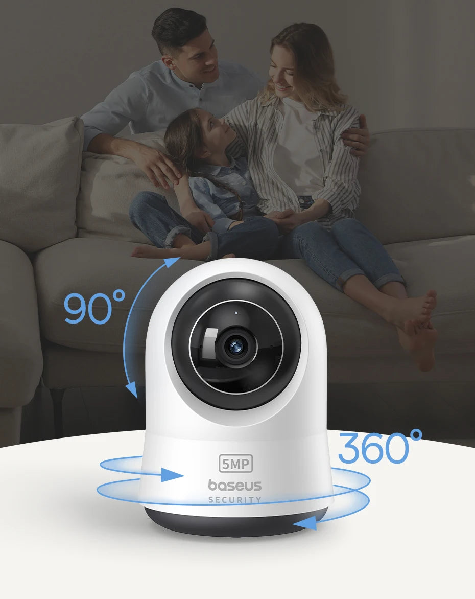 Câmera Baseus P1 Pro 5MP 3K WiFi Dual Band 2.4G/5G 360° com IA Quádrupla