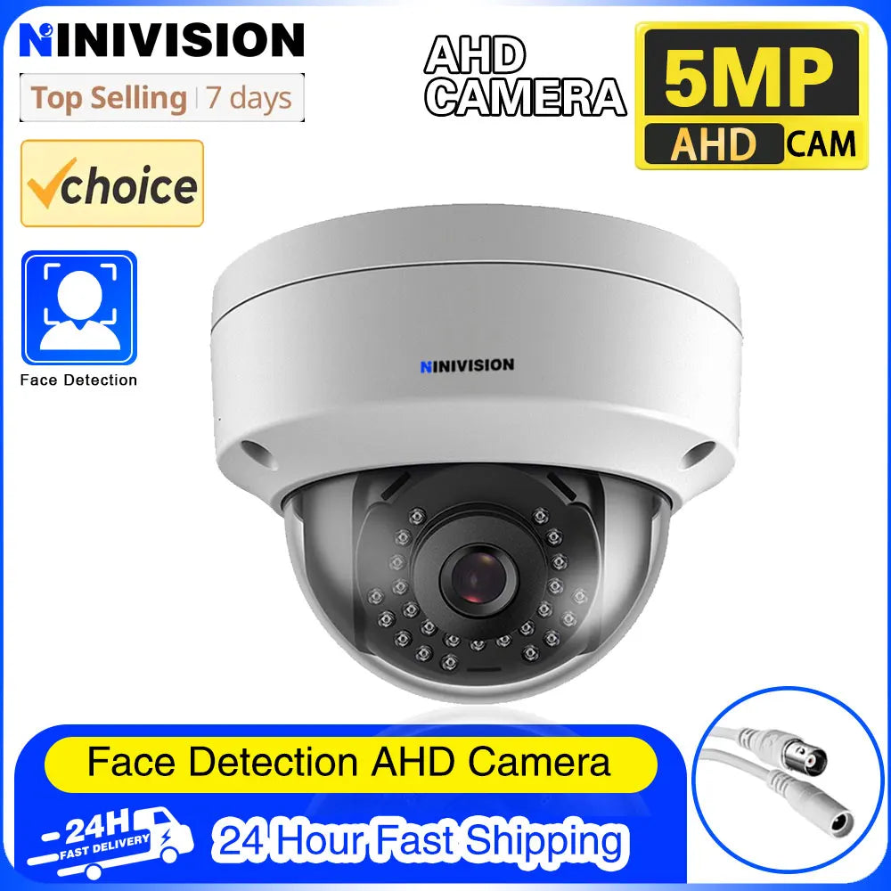 Câmera de Vigilância CCTV, H.265, Câmera HD 5MP, Vandalproof, Movimento, Face-Detecção, Corte IR, Visão Noturna, Big Dome, Câmera AHD