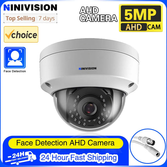 Câmera de Vigilância CCTV, H.265, Câmera HD 5MP, Vandalproof, Movimento, Face-Detecção, Corte IR, Visão Noturna, Big Dome, Câmera AHD