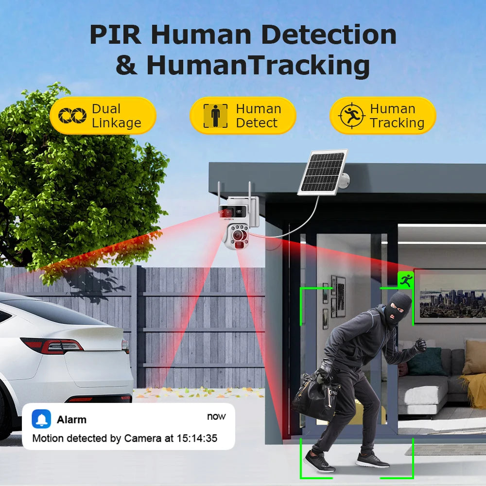 Câmera Solar 4K com Zoom Óptico 20X e Rastreamento Automático | Tela Dupla 4G/WiFi | LS Vision 12MP