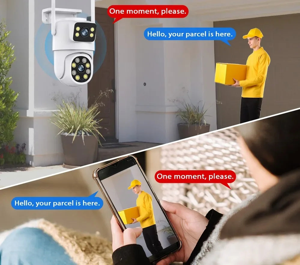 Tuya câmera solar inteligente wifi lente dupla 8mp sem fio ao ar livre câmera de vigilância de vídeo bateria ptz cctv duas telas detecção pir