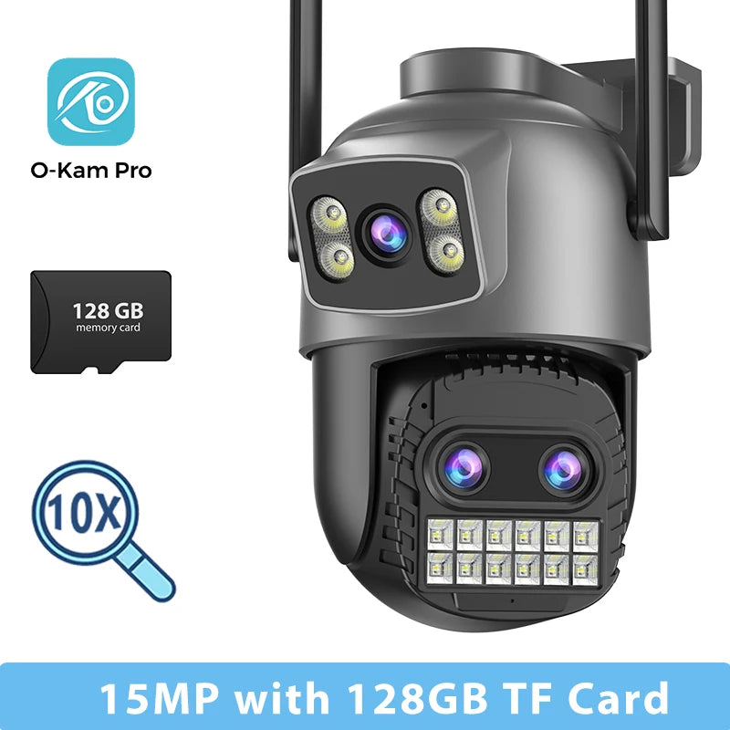 Câmera IP WiFi BESDER 15MP Tripla Lente PTZ Tela Dupla 10x Zoom Detecção Humana Visão Noturna Colorida IP66 - BESDER
