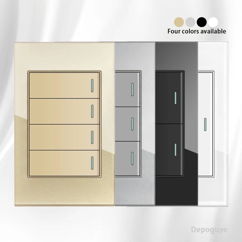 Interruptor de Parede Padrão 118 - Vidro Temperado - 1/2/3/4 Teclas