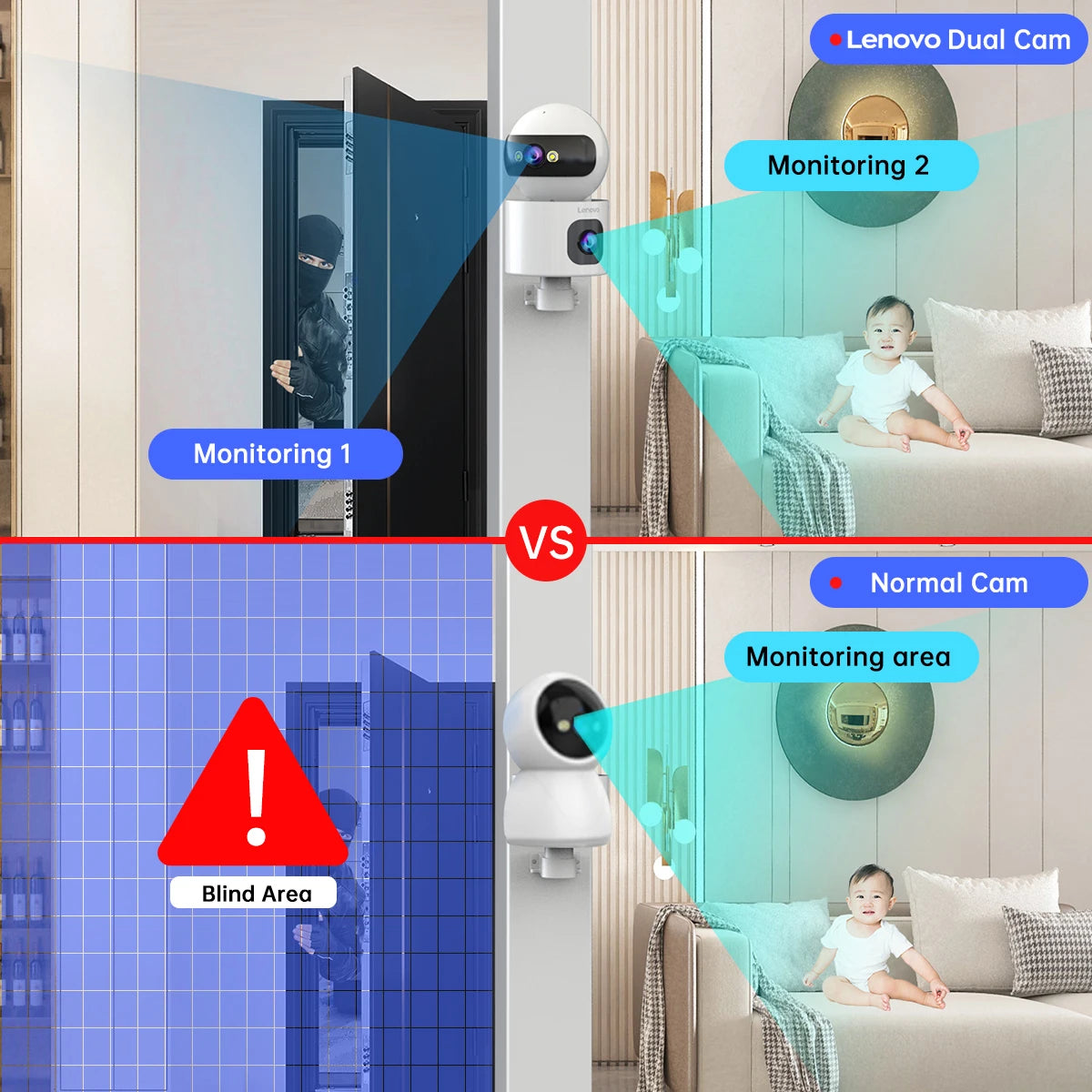 Câmera IP WiFi Lente Dupla 6MP | Pan 360°, Rastreamento Automático e Visão Noturna Colorida – Lenovo