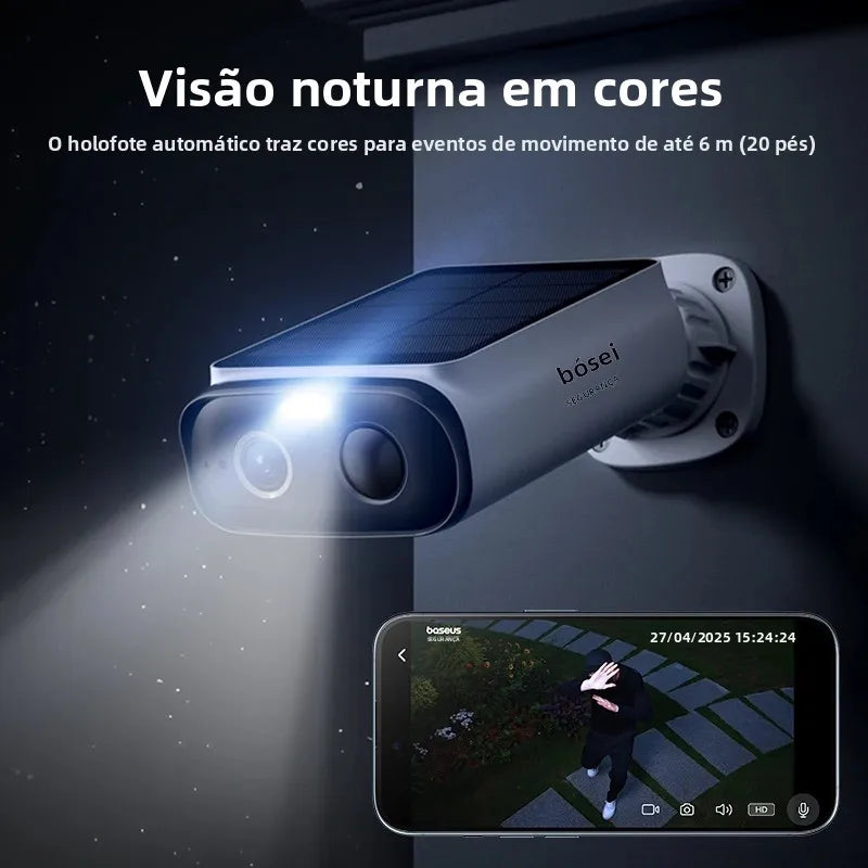 Câmera Baseus S1 Lite 2K 4MP Solar Dupla Lente 135° POE IP67 WiFi