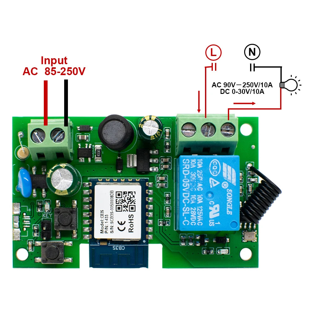 Tuya wifi inteligente portão de garagem interruptor do motor acesso porta elétrica dc 12v 24v 32v ac 220v 1/2ch módulo relé pulso rf433 remoto alexa