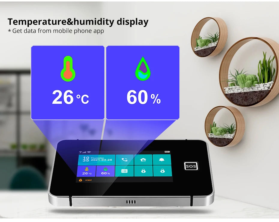 Central de Alarme KERUI G64B 4G WiFi Tela Touch 4.3" com Tuya Smart 100 Zonas Temperatura Umidade - KERUI
