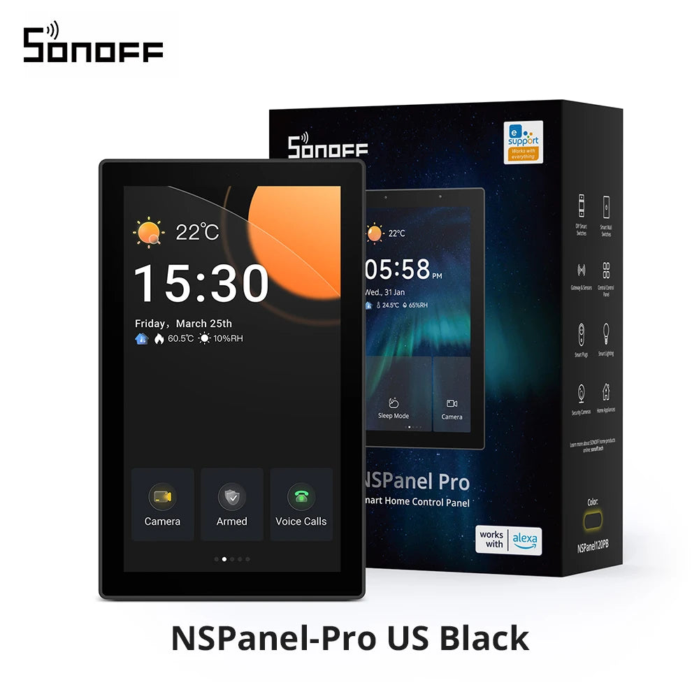 Painel Inteligente SONOFF NSPanel Pro 120 Tela 4.7" WiFi Zigbee Matter Hub Visualizador Câmera eWeLink