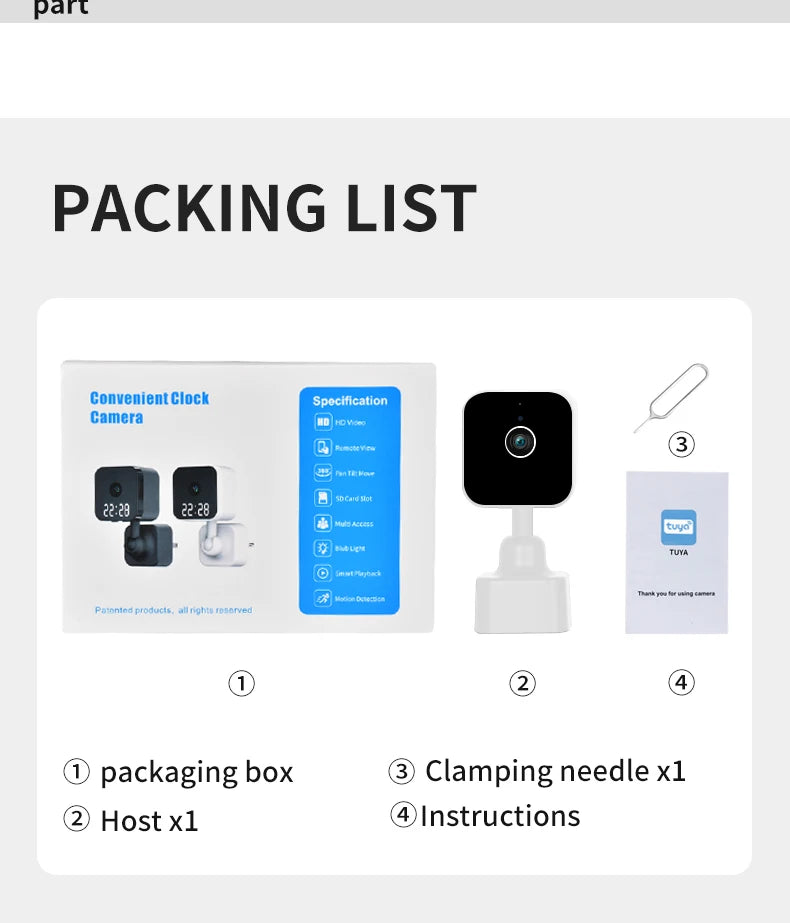 Tuya wifi câmera de vigilância casa relógio plug câmera digital graffiti inteligente hd câmera sem fio vlogging câmera ação