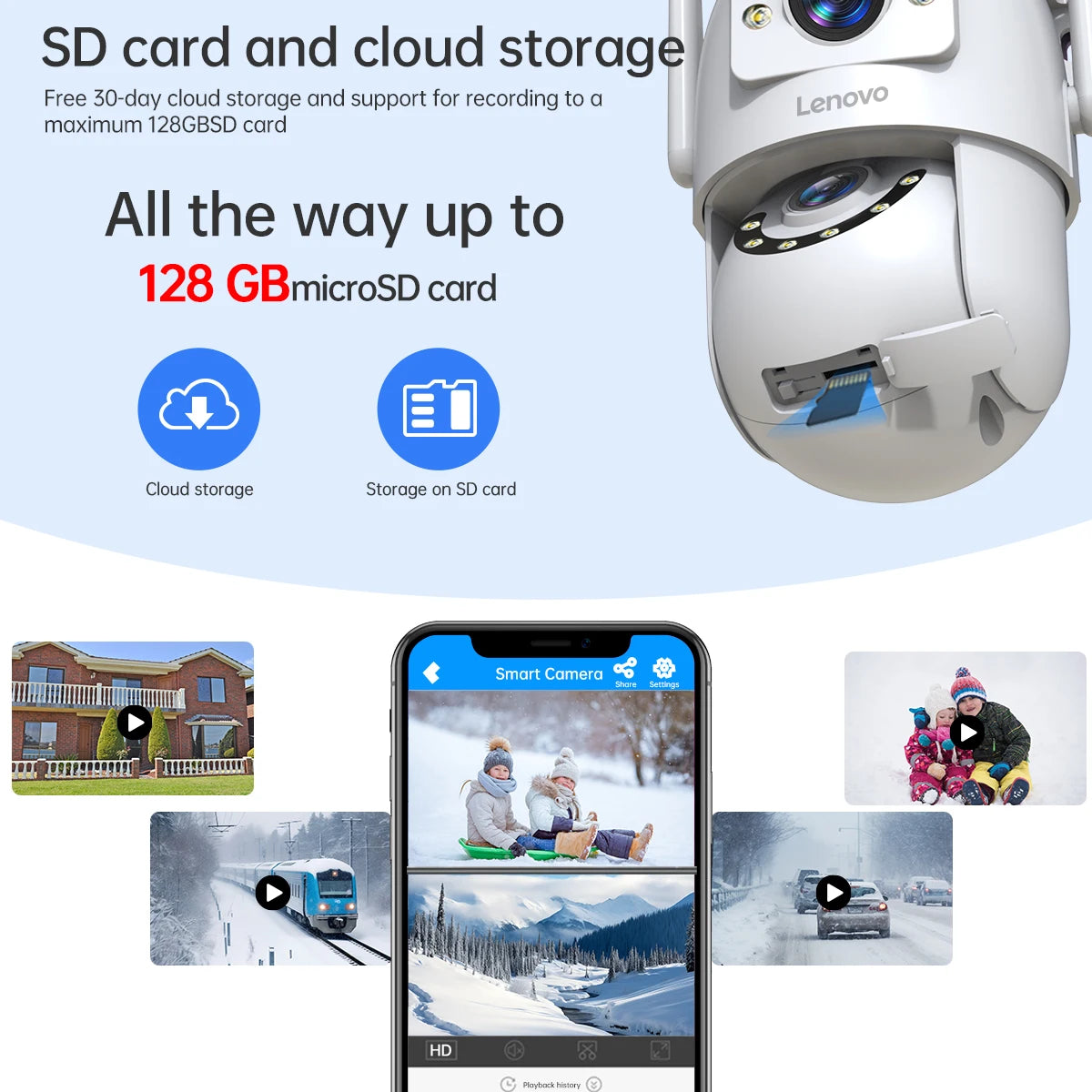 Câmera PTZ Lenovo 6MP - Lente Dupla - WiFi 5G Dual Band - Rastreamento Automático - 360° - Tela - cam720