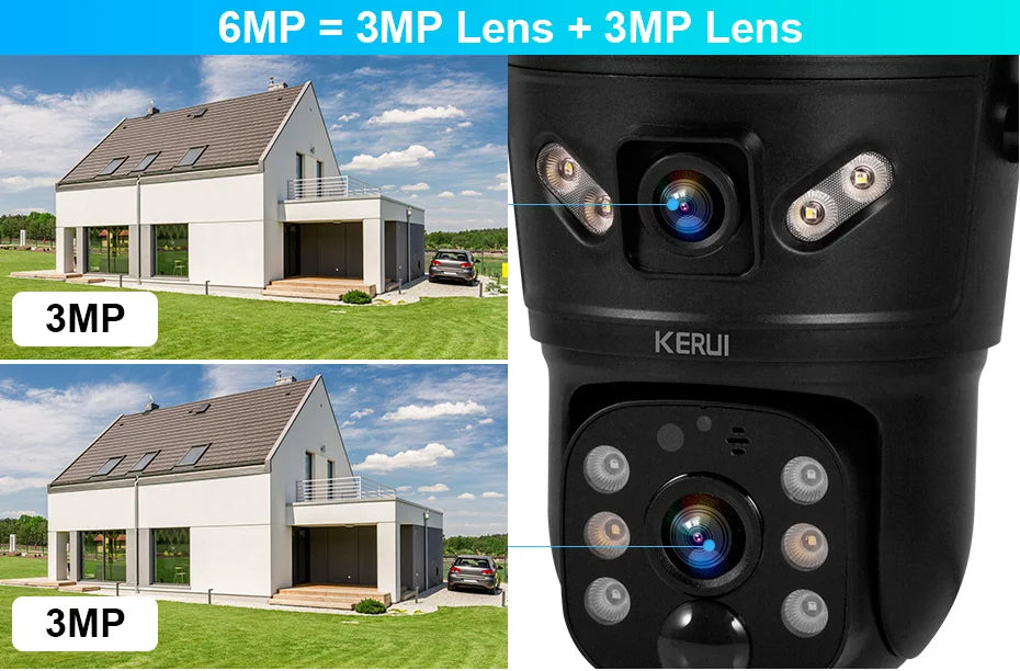 Câmera Solar WiFi/4G 6MP Lente Dupla À Prova D'Água com Painel Solar - Kerui D05