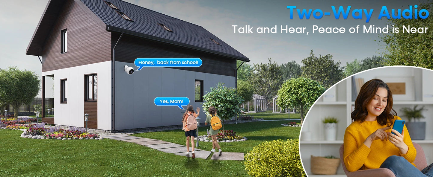 Câmera de Segurança Sherway 2K 5MP WiFi Magnética com Bateria 5800mAh, Detecção Humana IA, Visão Noturna Colorida e IP66