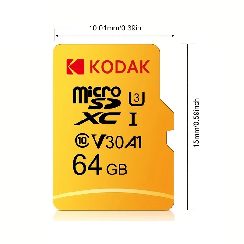 Cartão de Memória Kodak MicroSD 32GB 64GB 128GB 256GB Classe 10 UHS-III A1 V30 Alta Velocidade