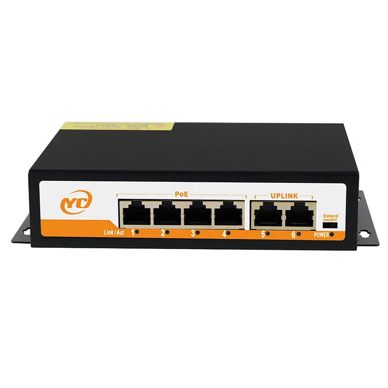 Switch PoE SHOYEE RJ45 + SFP 48V - IEEE 802.3af/at Uplink Plug & Play Câmera IP NVR Compacto