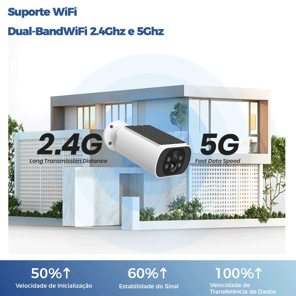 Câmera ALEVIO 2.5K 4MP Solar WiFi Dual Band com IA Quádrupla e Zoom 10x IP67