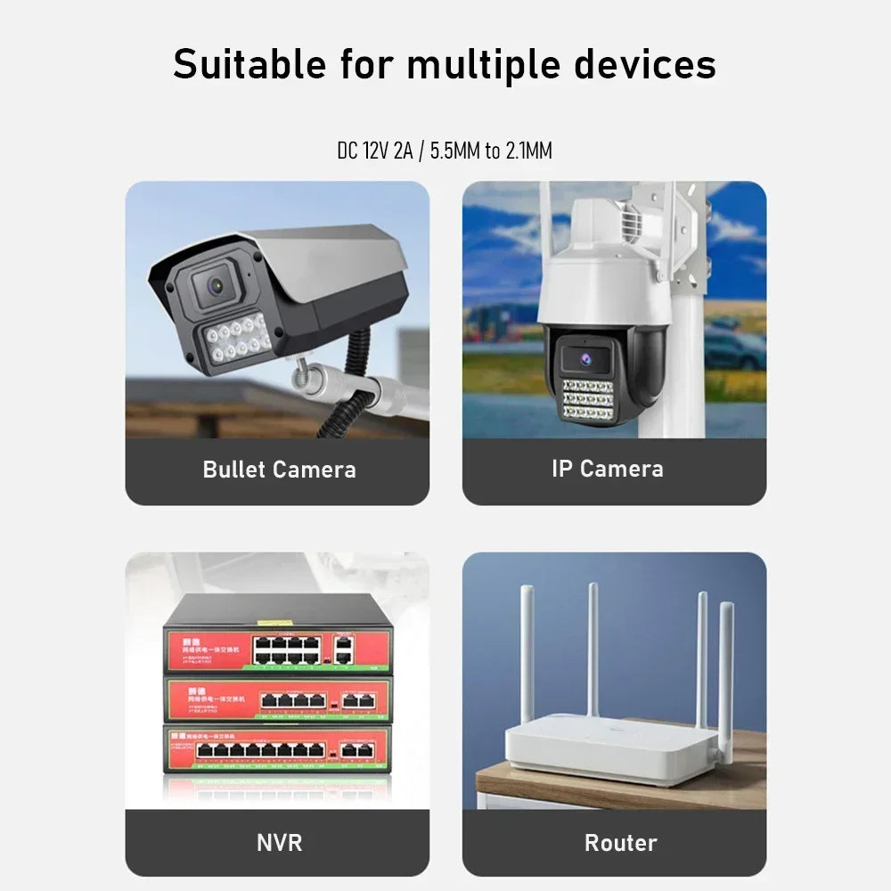 Fonte de Alimentação NOBREAK UPS 12V 2A com Bateria 5400mAh Backup À Prova D'Água para Câmera CCTV DiFang