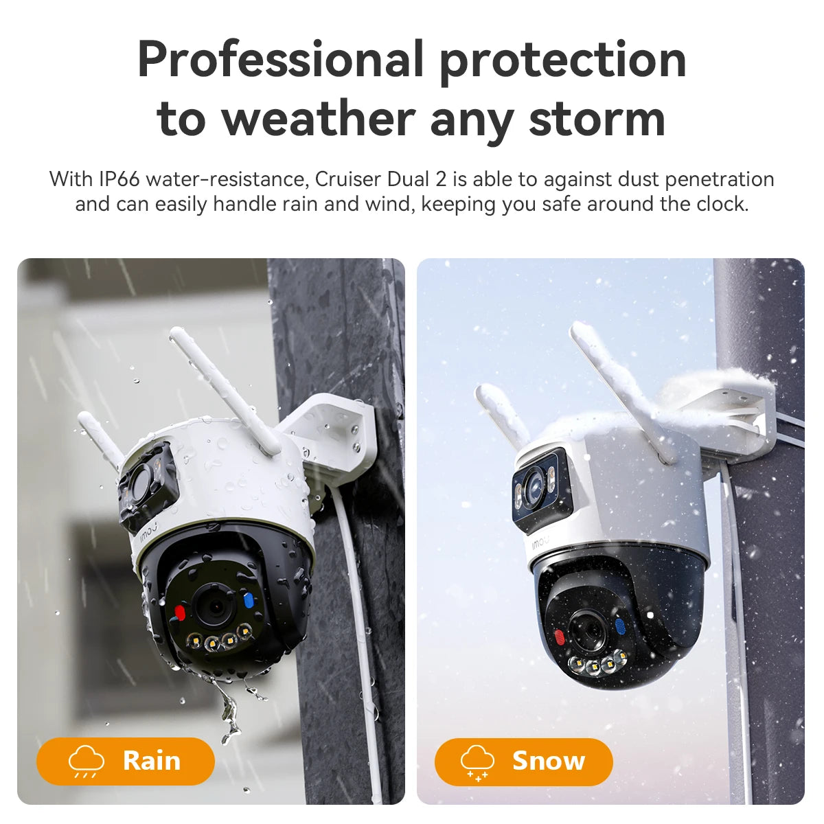 Câmera IMOU Cruiser Dual 2 10MP PTZ WiFi com Lente Dupla, Luz de Alerta Vermelha e Azul, Detecção de Veículos e Pessoas