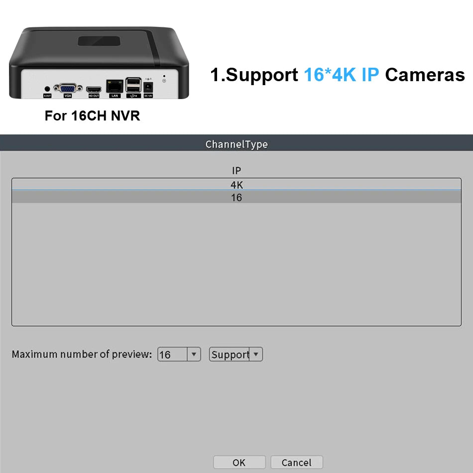NVR SMAR H.265 - 8/16/32 Canais - Suporta Câmeras 4K 8MP - Detecção Facial - Onvif