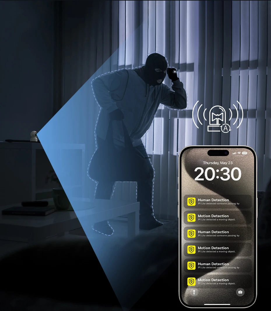 Câmera Baseus P1 Lite 2K 3MP 360° Pan/Tilt WiFi com Rastreamento IA Interno