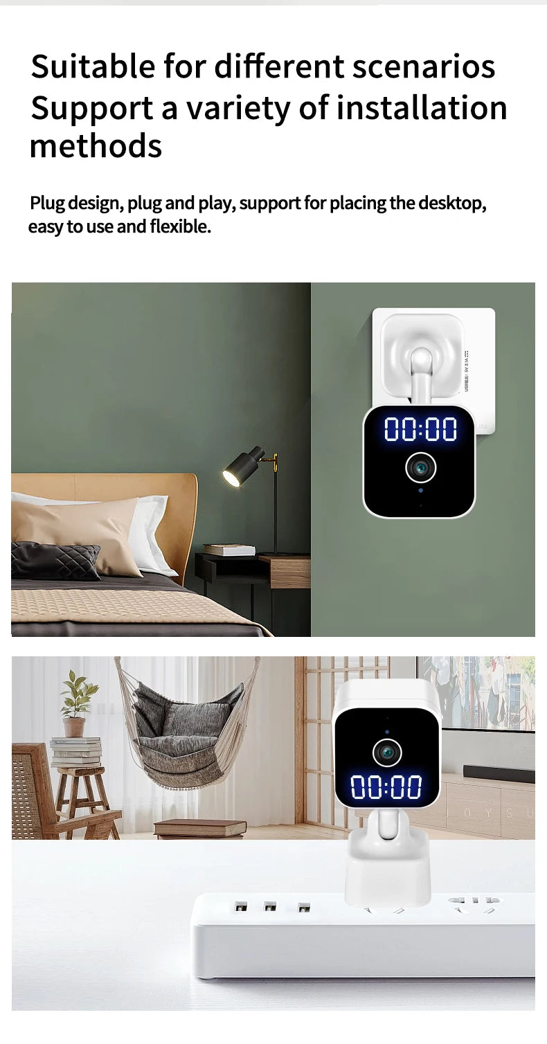 Tuya wifi câmera de vigilância casa relógio plug câmera digital graffiti inteligente hd câmera sem fio vlogging câmera ação