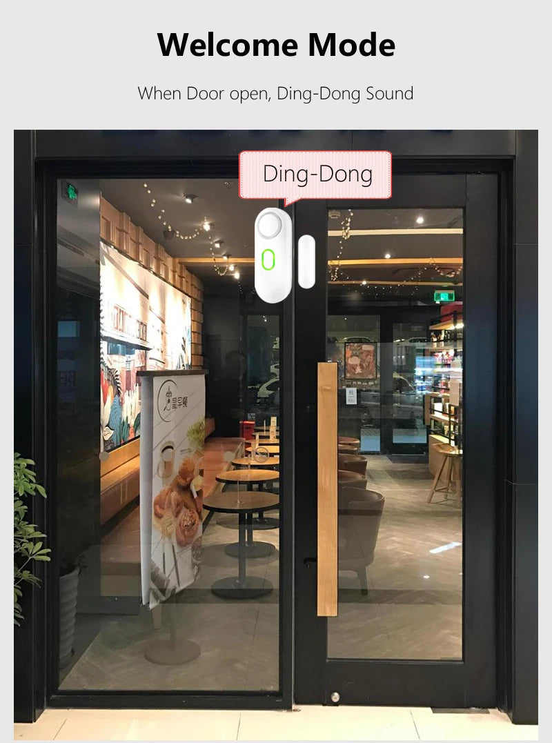 Alarme de janela de porta sem fio com controle remoto, 3 modos (bem/porta aberta/alarme), instalação de montagem em fita dupla face,