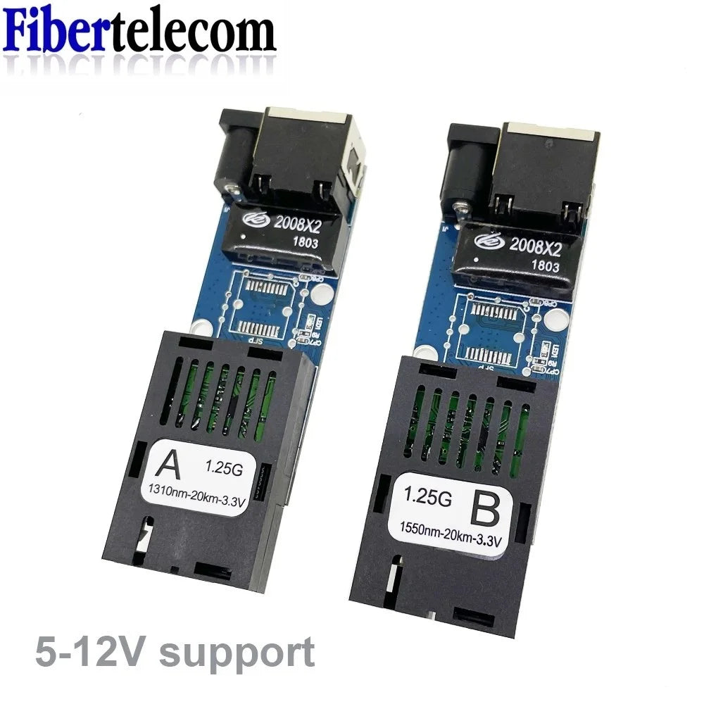 Conversor Mídia Óptica Fibra Mini Tapirapeco 1 Par - Gigabit 100/1000Mbps SC para RJ45 20km Ethernet Switch