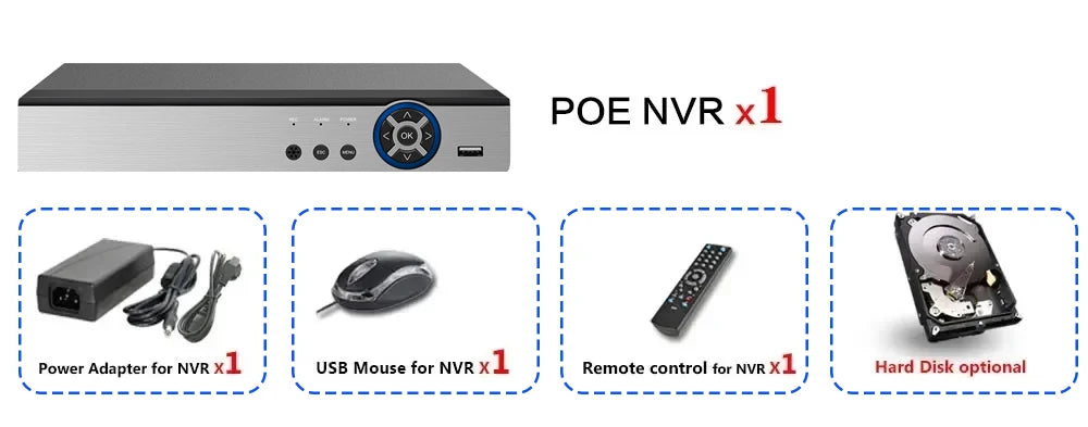 NVR para sistema de câmera de segurança 4K 10CH Gravador de vídeo em rede 4K PoE Câmera IP Detecção facial Gravação 24 horas por 7 (HDD não incluído)