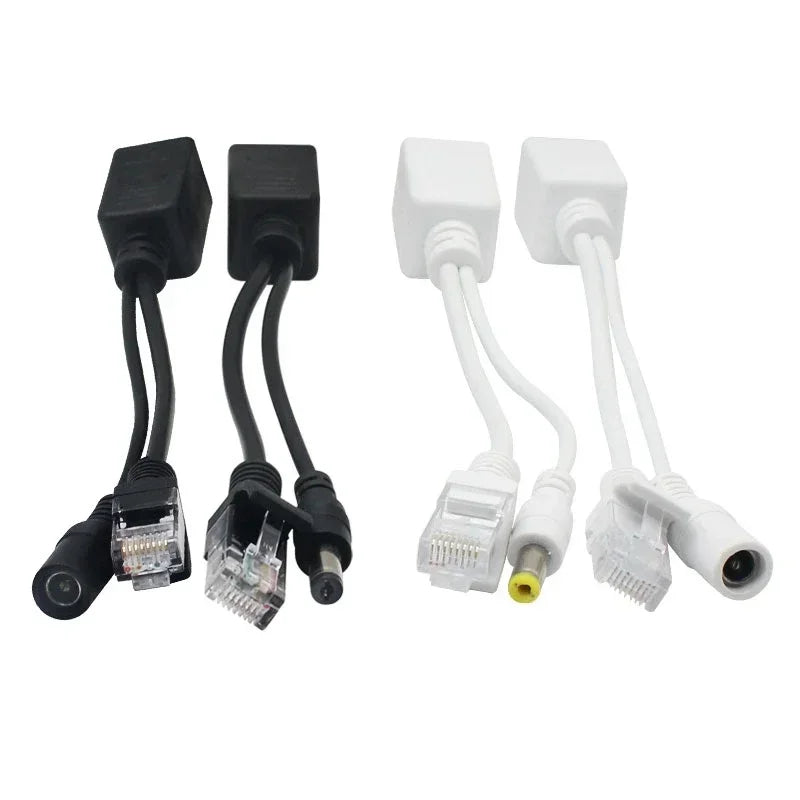 Kit POE Passivo Injetor + Splitter 12V para Câmera IP - Energia e Dados em Um Cabo - 1/5/10 Pares