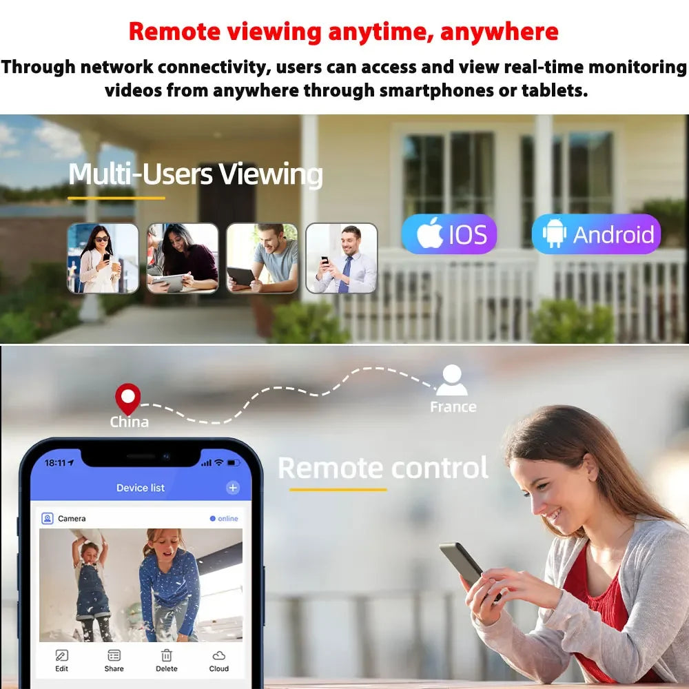 Câmera de vigilância wi-fi 5mp, ambiente externo e interno, visão noturna colorida, tuya, casa inteligente, rastreamento automático, sem fio, câmera ip de segurança ptz