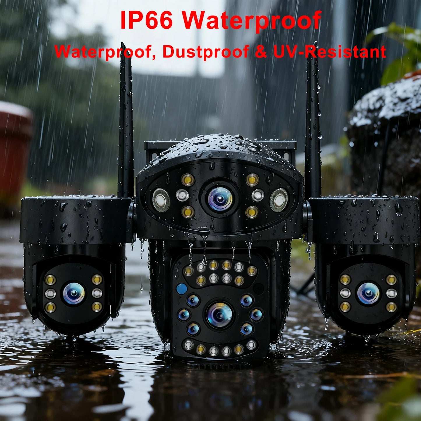 Câmera wi-fi de 4 lentes, 20mp, segurança doméstica externa, 4 telas, zoom 12x, rastreamento automático, cor, visão noturna, cctv, vigilância sem fio