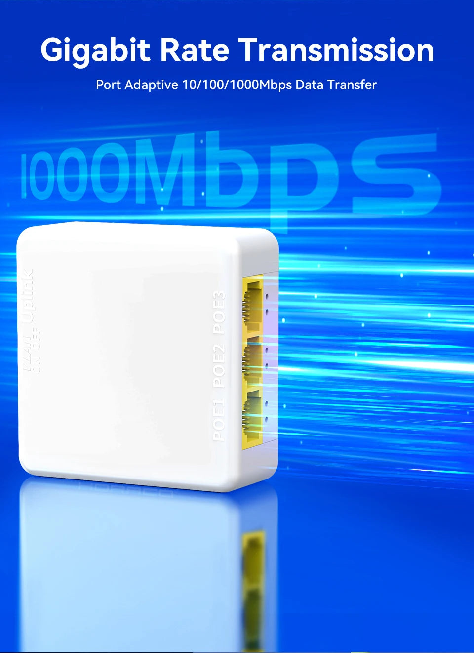 Extensor PoE Gigabit HORACO 4 Portas 30W POE013GS - Repetidor IEEE 802.3af/at 10/100/1000Mbps 10Gbps Plug & Play