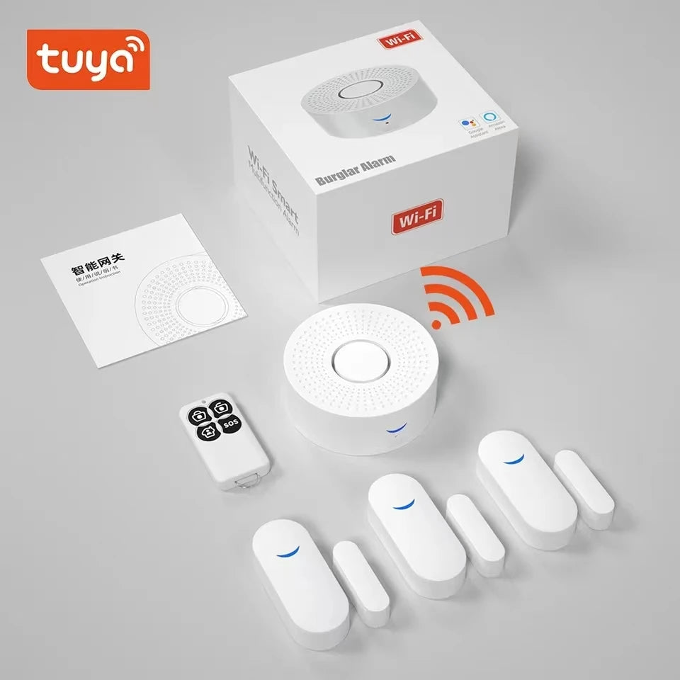 Tuya Wifi Smart Home Alarm System 433mhz Alarme de Segurança Assaltante Siren Smart Life App Controle Sem Fio Kits de Alarme Doméstico