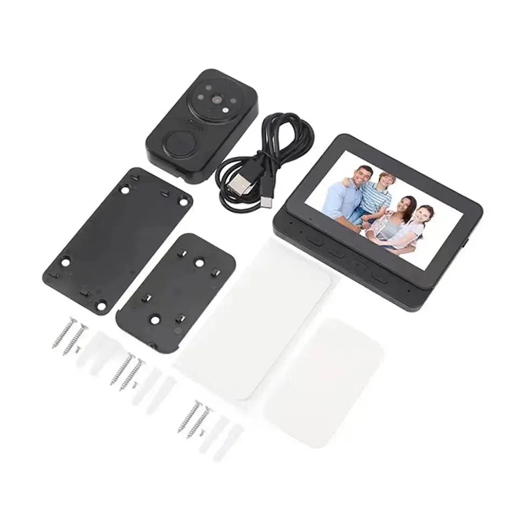 Pacote de câmera de campainha de vídeo sem fio sistema de segurança inteligente com visão noturna 2.4G WiFi HD detecção de movimento e armazenamento em nuvem