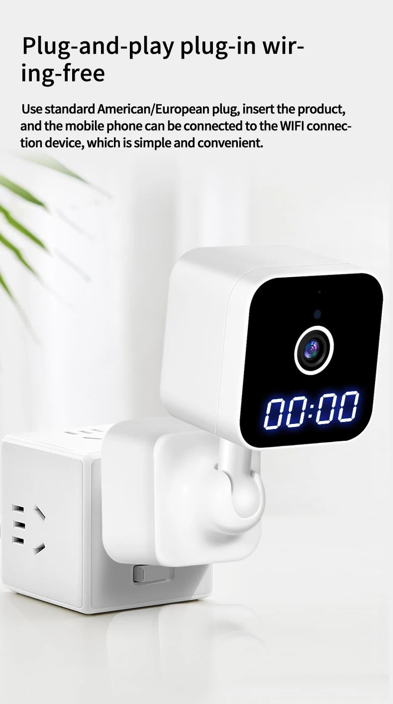 Tuya wifi câmera de vigilância casa relógio plug câmera digital graffiti inteligente hd câmera sem fio vlogging câmera ação
