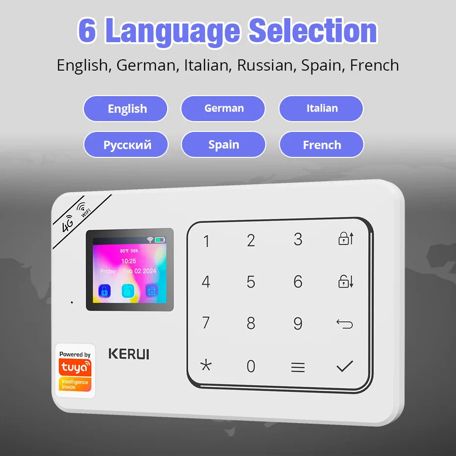 Sistema de Alarme Inteligente WiFi/4G com Sensor PIR Teclado e Alexa - Kerui W184 Tuya