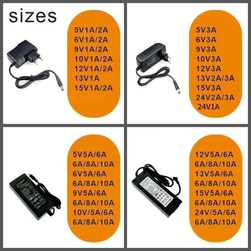Fonte de Alimentação Universal AC/DC 5V/6V/12V/24V 1A-10A Adaptador para LED Driver AEVYVKV