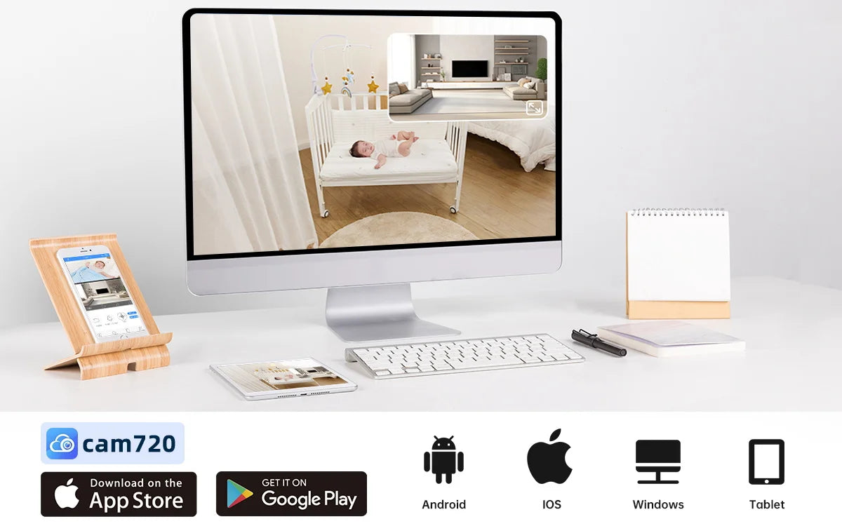 Câmera PTZ Lenovo 6MP - Lente Dupla - WiFi 5G Dual Band - Rastreamento Automático - 360° - Tela - cam720