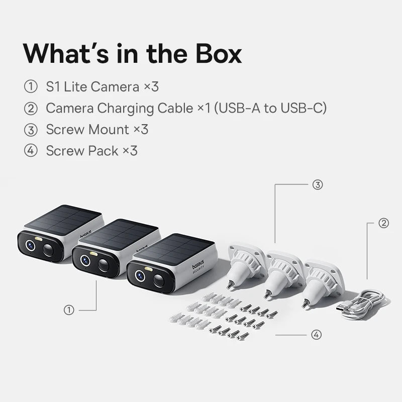Câmera Baseus S1 Lite 2K 4MP Solar Dupla Lente 135° POE IP67 WiFi