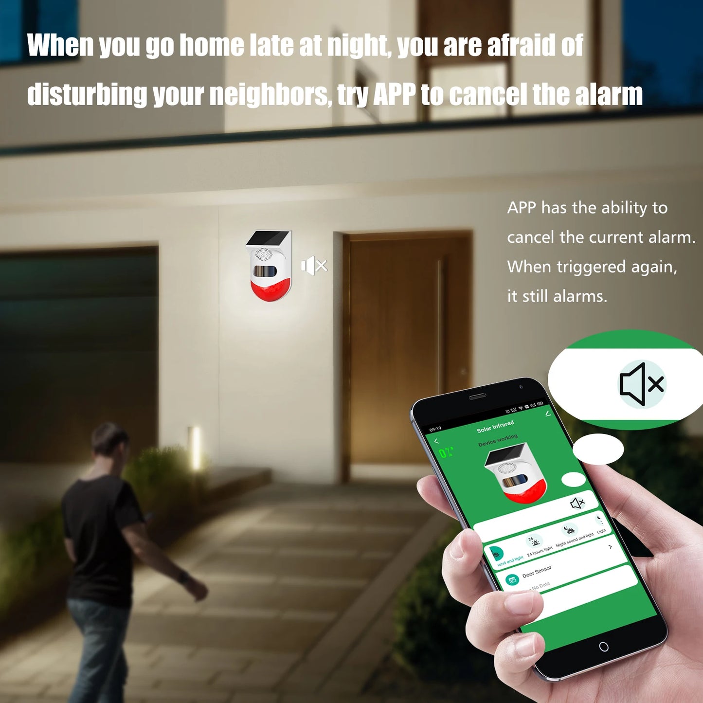 Alarme infravermelho solar ao ar livre PIR, Smart WiFi Siren, impermeável, sem fio, sensor estroboscópico anti-roubo, várias versões disponíveis, 433MHz